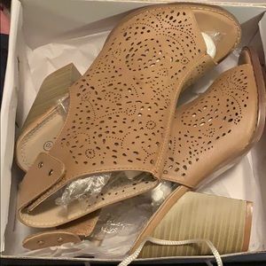 Peep Toe Nude Platform Cut Out Sandals